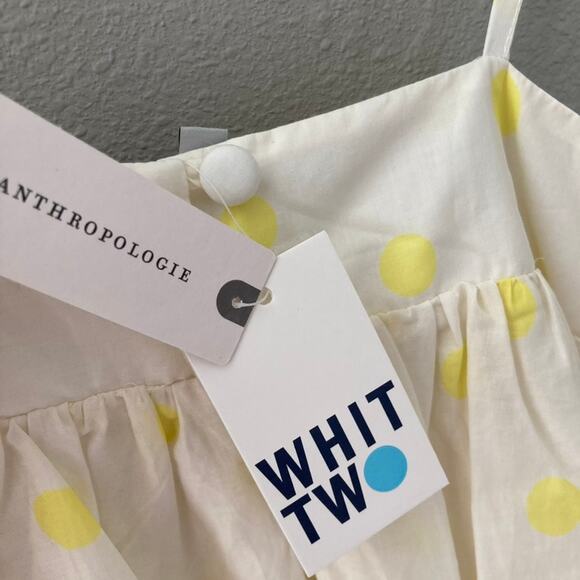 Anthropologie Whit Two NEW Polka Dot Maxi Dress - White Yellow - Small - Picture 7 of 11